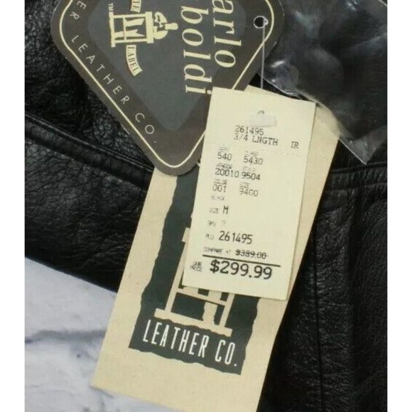 NWT! Carlo Amboldi Black Genuine Leather Long Shafmaster Coat Jacket M - Picture 4 of 9